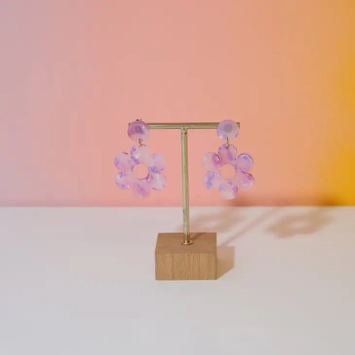 Daisy Acrylic Dangle Earrings in Purple Haze by Sleepy Mountain