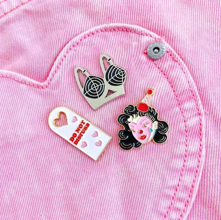 Sad clown girl enamel pin by Bobby Pins Co
