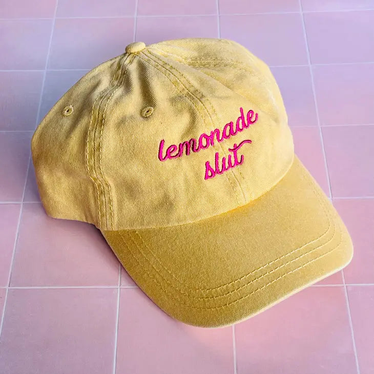 Lemonade slut Yellow Dad Cap by The Silver Spider