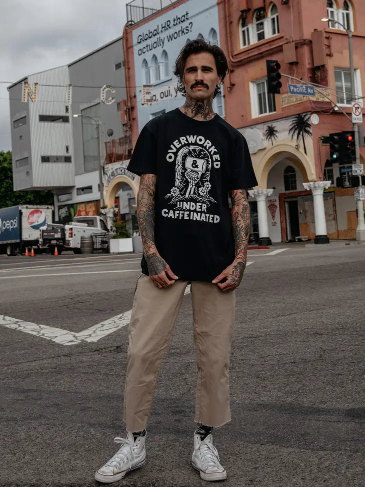 Over Worked Under Caffeinated Tee by Pyknic