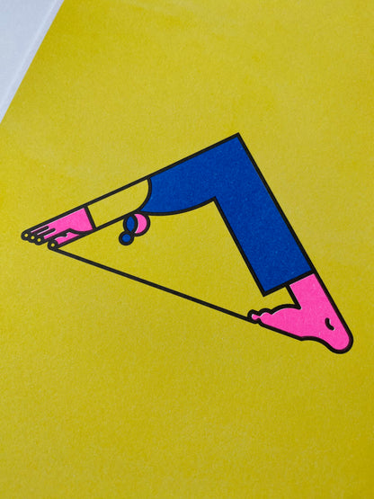 Yellow Yoga A4 Riso Print by Thomas Hedger