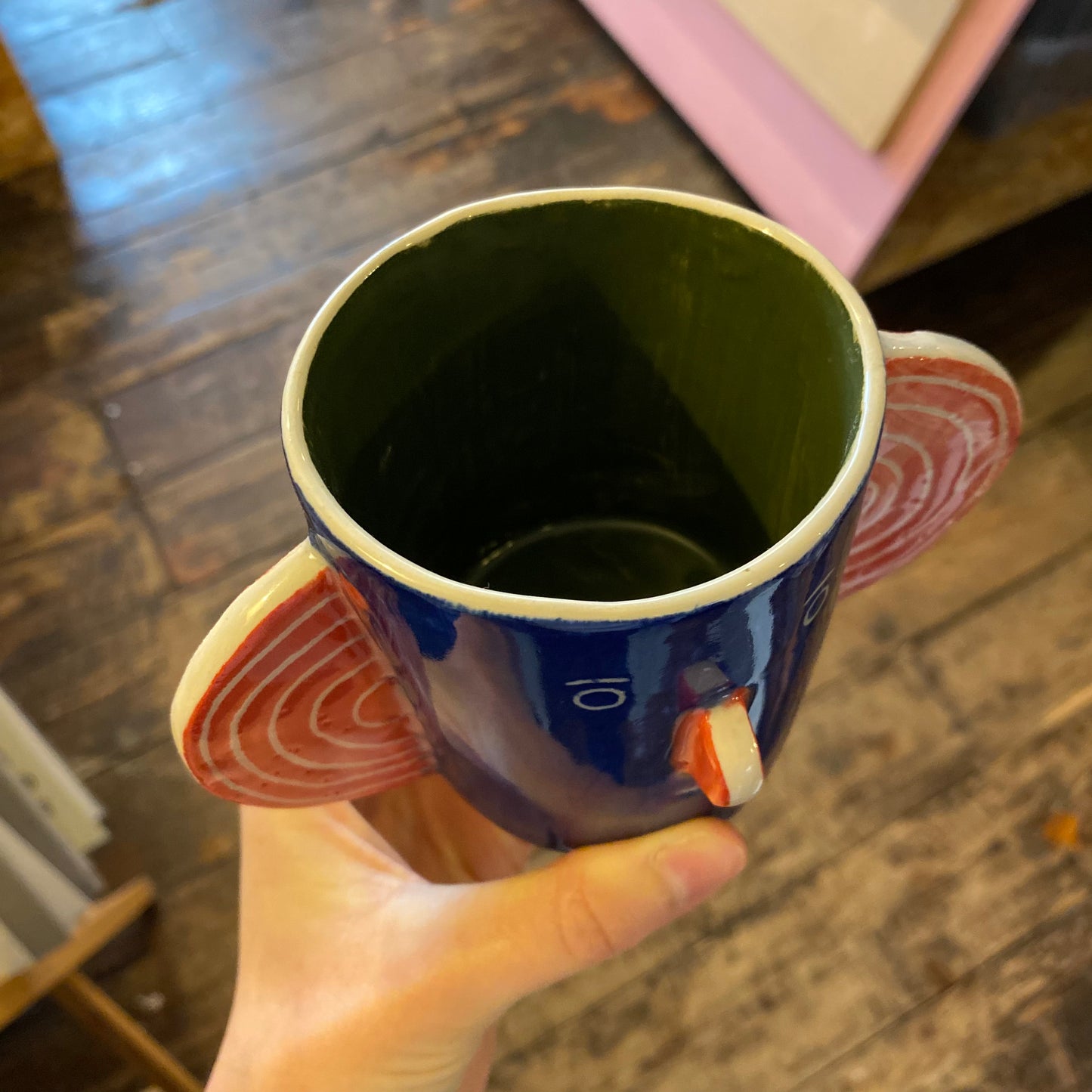 Blue & Green Head Mug by John Molesworth