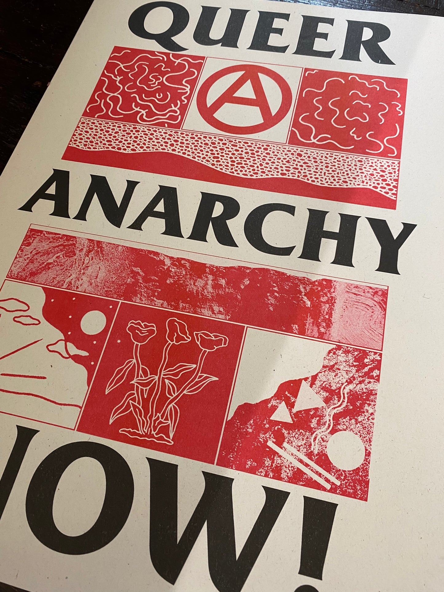 QUEER ANARCHY NOW ! A3 RISO PRINT by Black Lodge Press