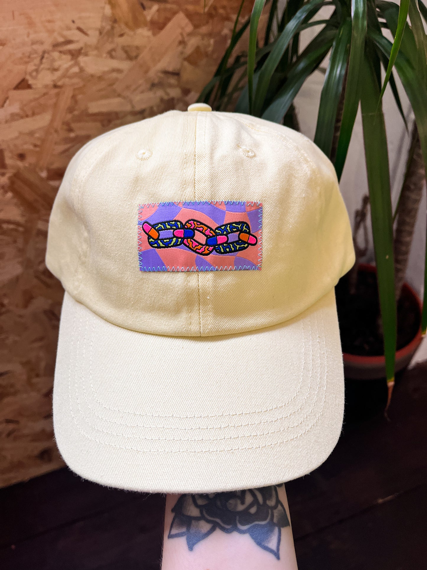 CHAIN PASTEL YELLOW DAD CAP BY FURIOUS CREATIONZ