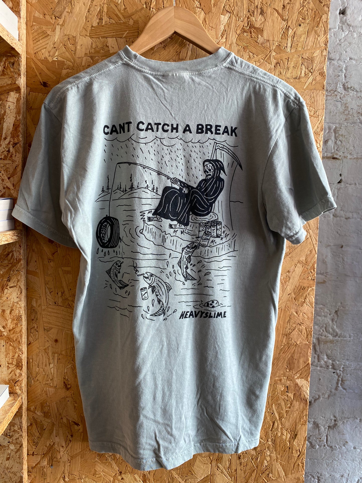 Can't Catch a Break grey green TEE by HEAVYSLIME