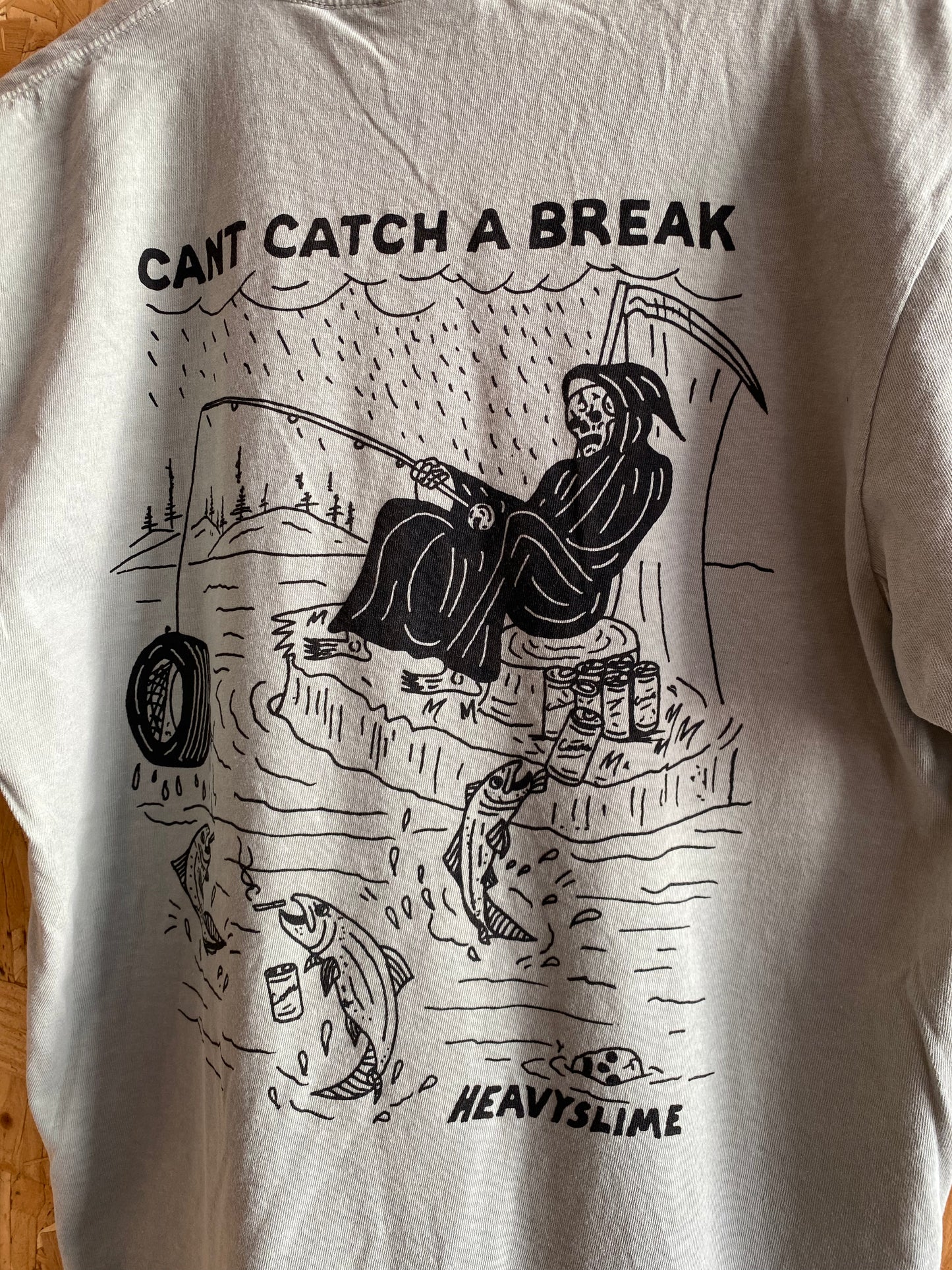 Can't Catch a Break grey green TEE by HEAVYSLIME