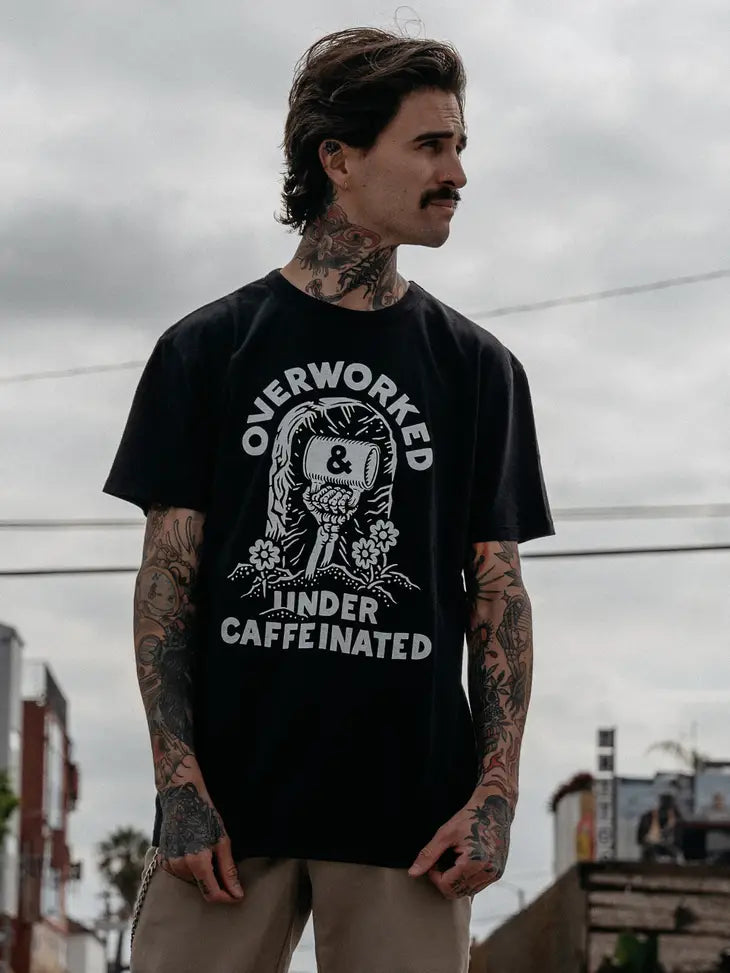 Over Worked Under Caffeinated Tee by Pyknic