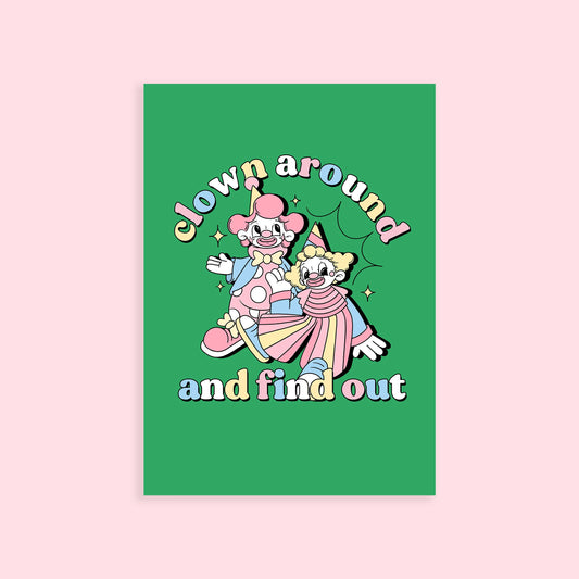 CLOWN AROUND AND FIND OUT ART A4 PRINT by Bearcubs