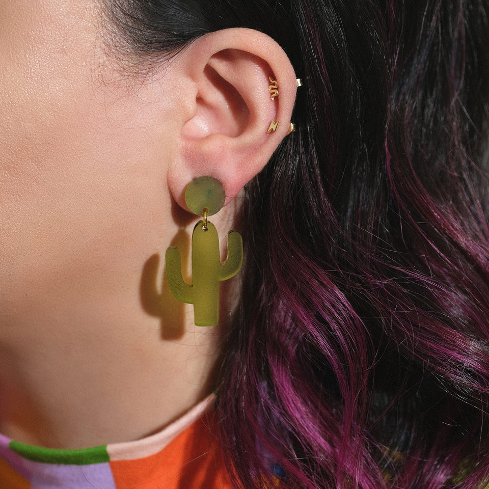 Cactus Earrings - Green Dangles by Sleepy Mountain