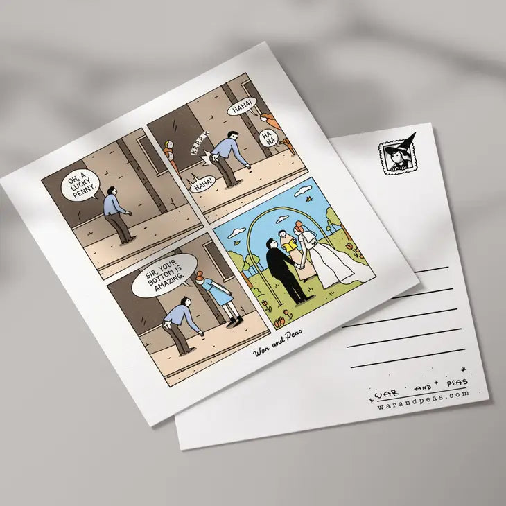 Romantic Funny Postcard – Lucky Penny by War & Peas