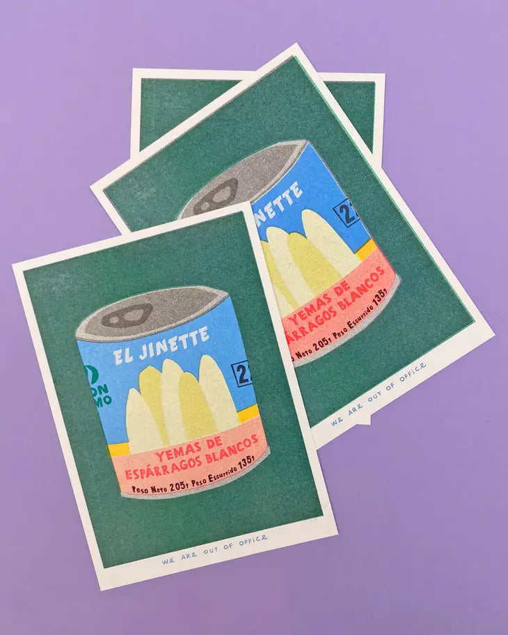 A can of esparragos A risograph print by We Are Out Of Office