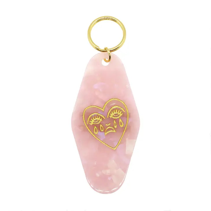 Crying Heart Motel Keytag Keychain - Pink Marble by Cousins Collective