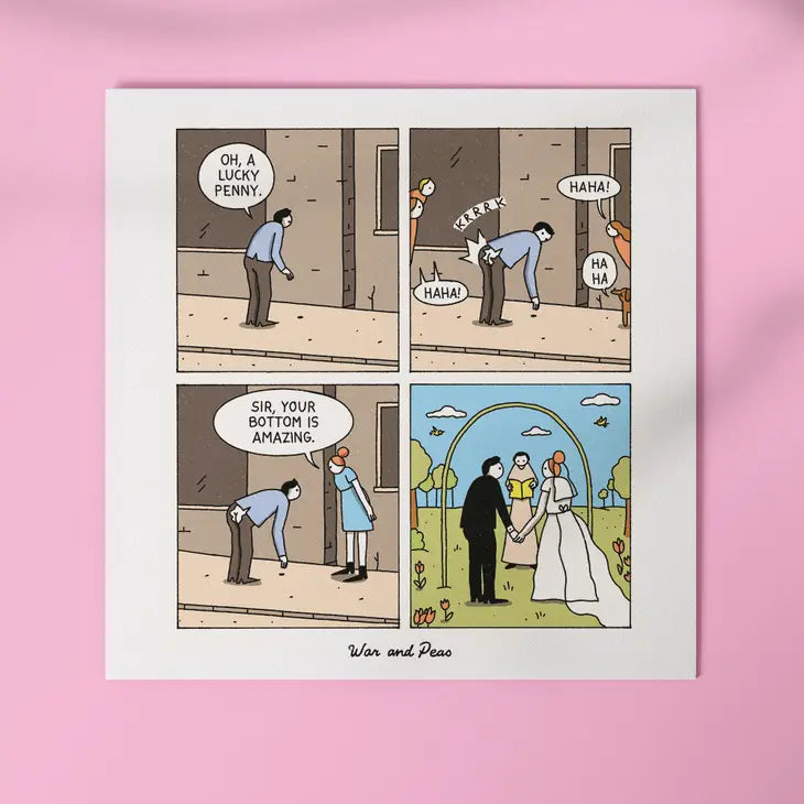 Romantic Funny Postcard – Lucky Penny by War & Peas
