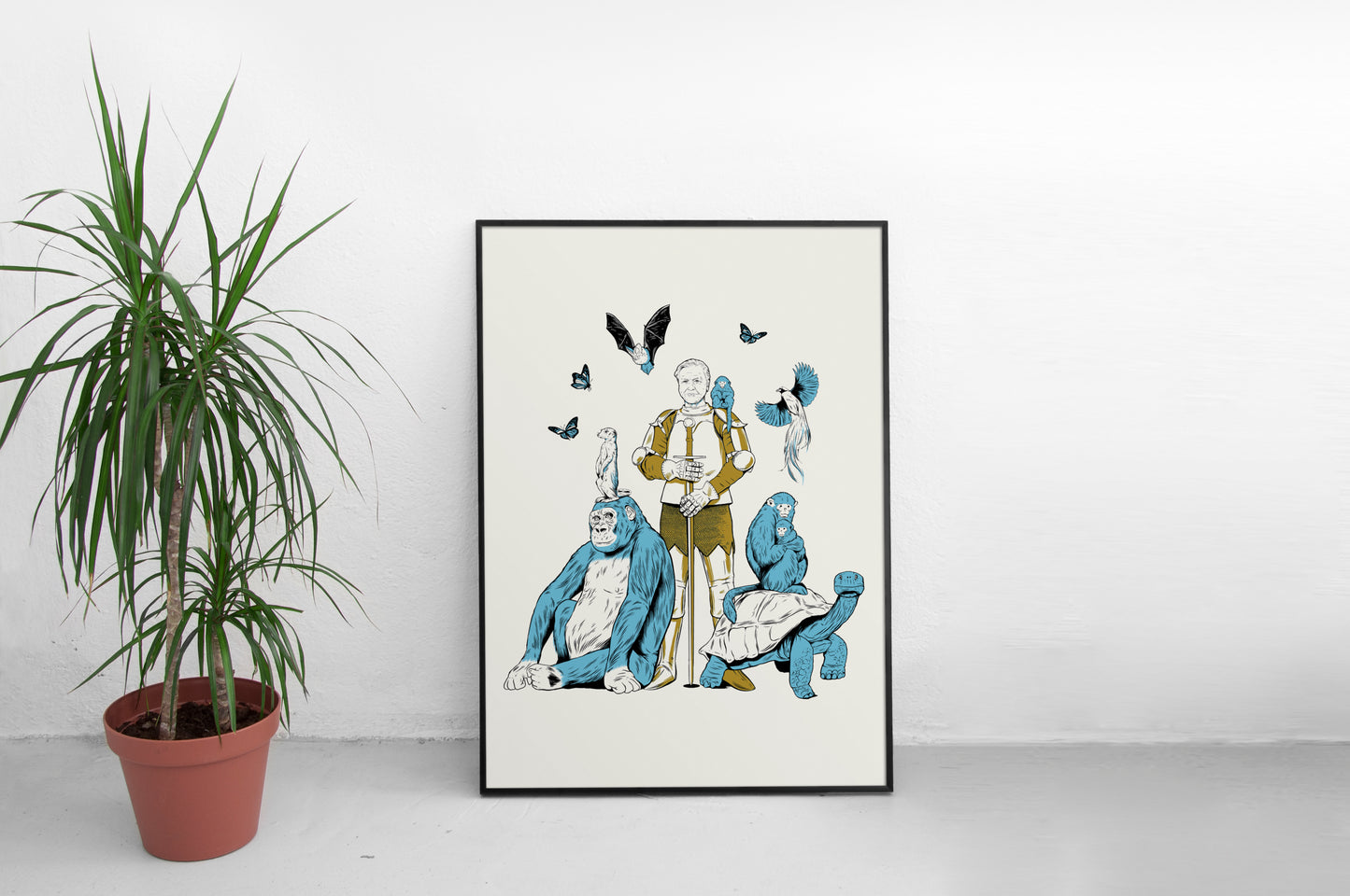 Saint David (Gold and blue) Riso print by Louise Pomeroy.