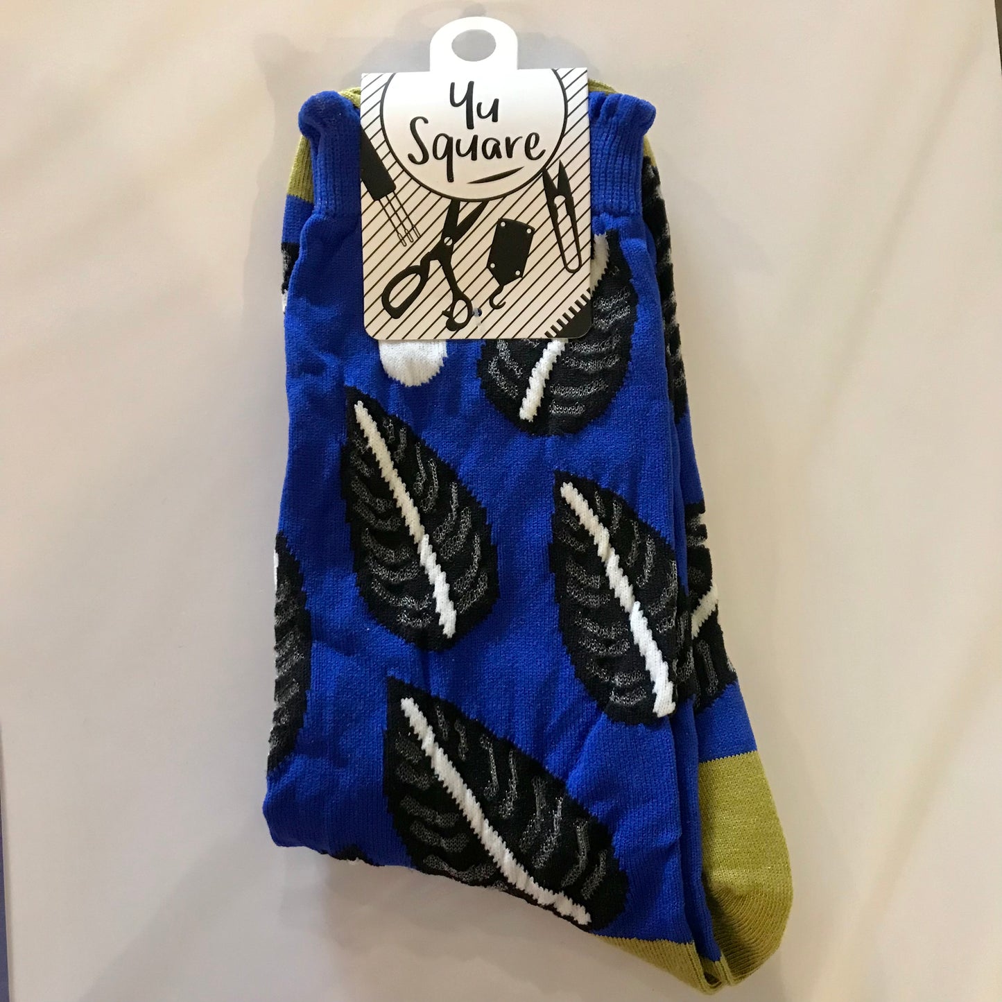 Pinstripe Plant Nylon Socks / Cobalt Blue by Yu Square