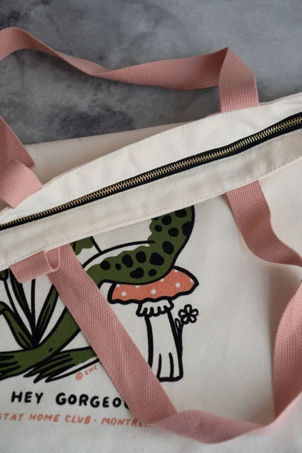 Hey Gorgeous Frog Big Zip Tote by Stay Home Club