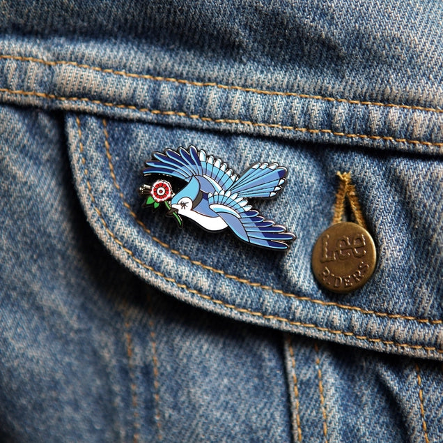Blue Jay Enamel Pin by Stuntin' Goods