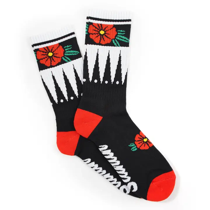 Geometric Flower Black Socks by Stuntin' Goods