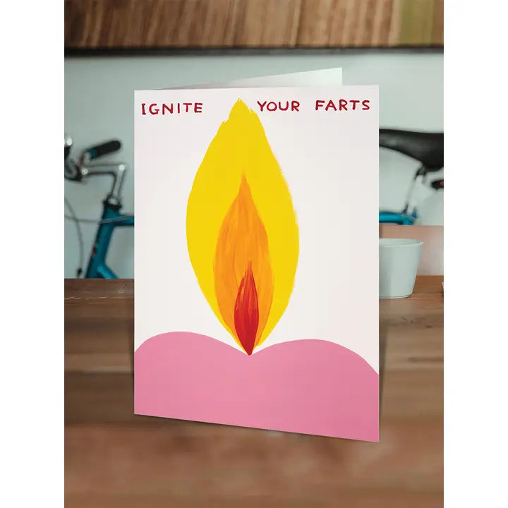 Ignite Your Farts Greetings Card by David Shrigley