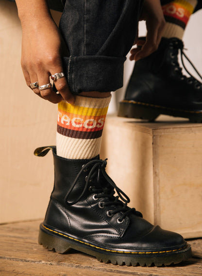 Taco Striped  Crew Socks by Pyknic