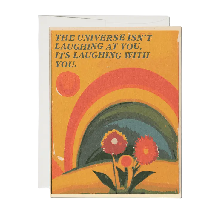 Universe Laughs encouragement card by Red Cap Cards
