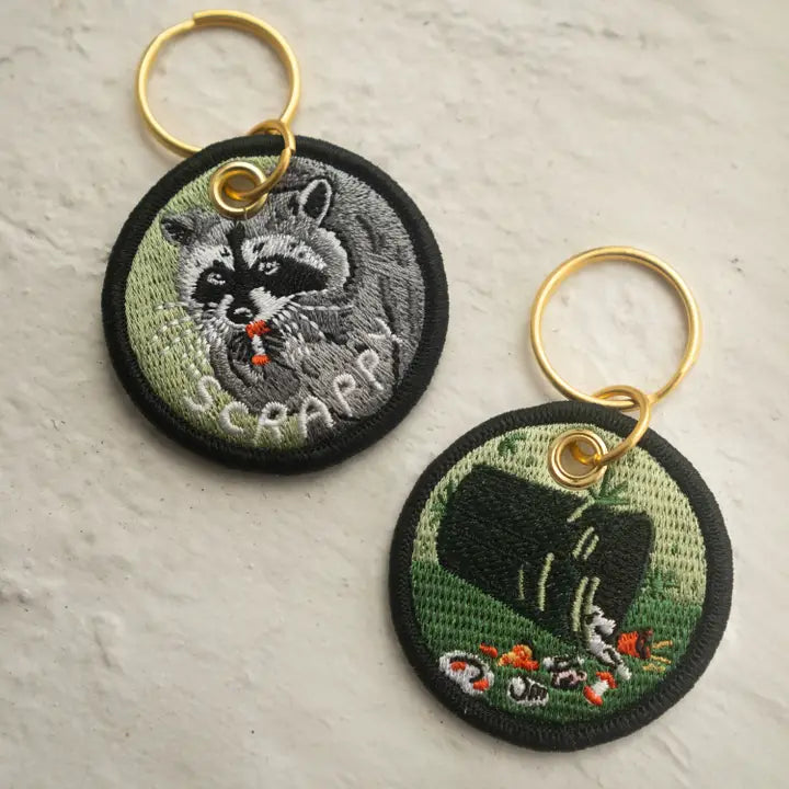 Scrappy Racoon Embroidered Keyring by Stay Home Club