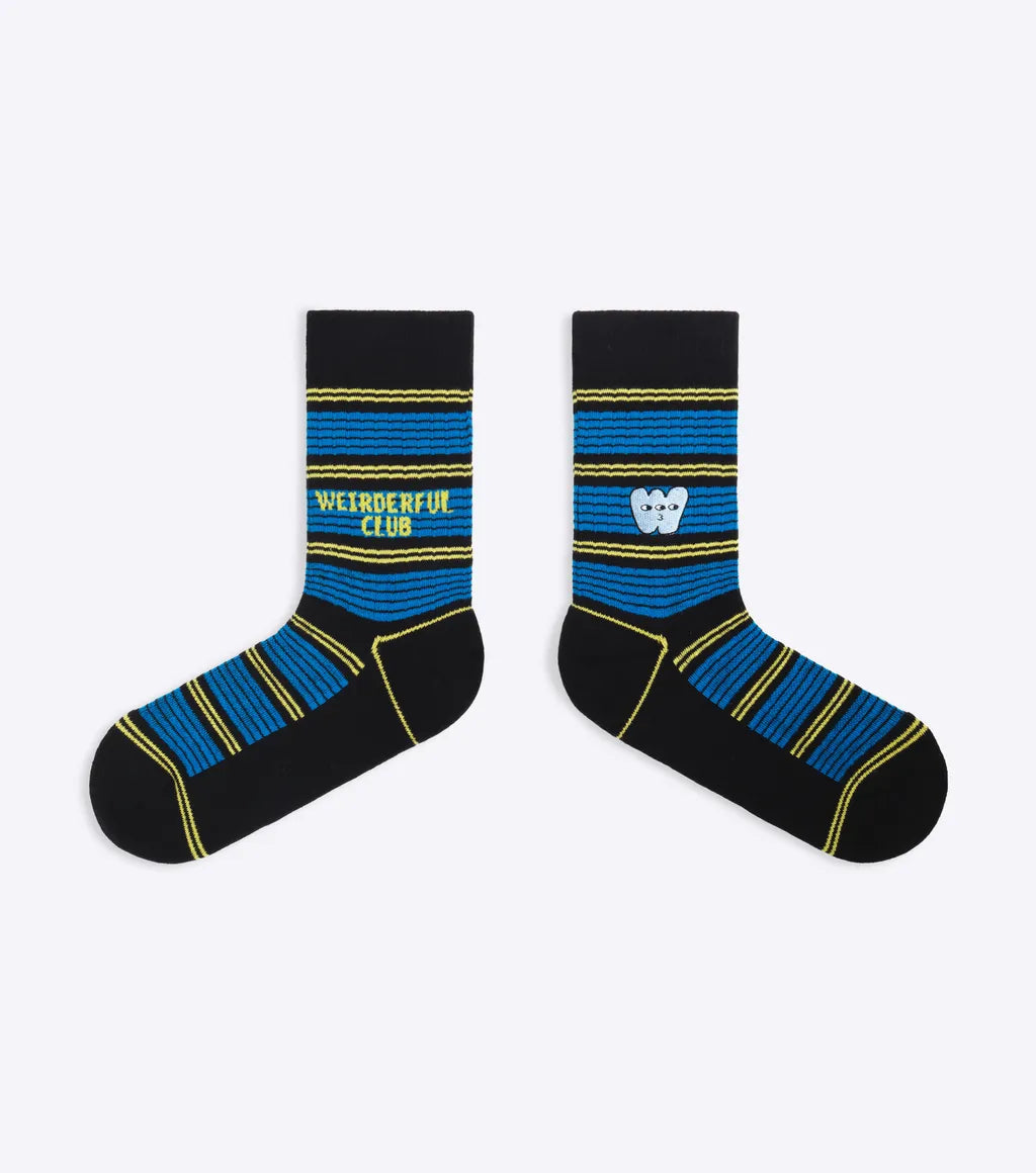 What A Weirdiful World Chill Black Embroidery Crew Socks by Good Pair Socks