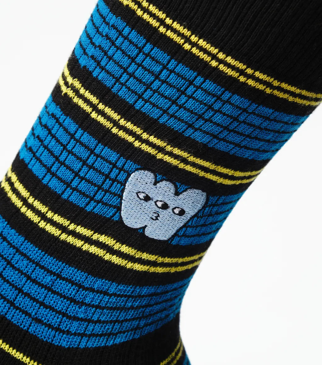 What A Weirdiful World Chill Black Embroidery Crew Socks by Good Pair Socks