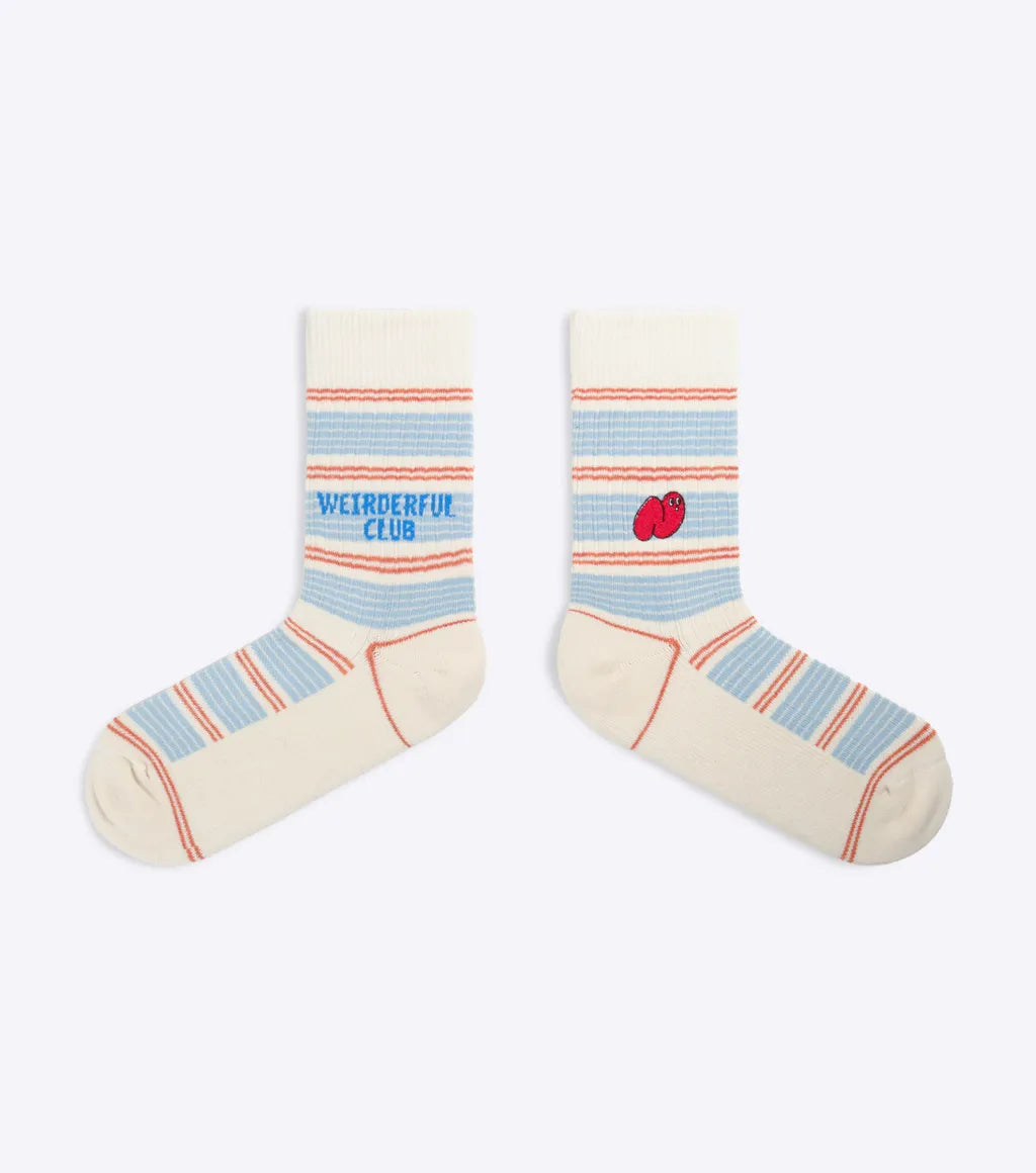 What A Weirdiful World Gullible White Embroidery Crew Socks by Good Pair Socks