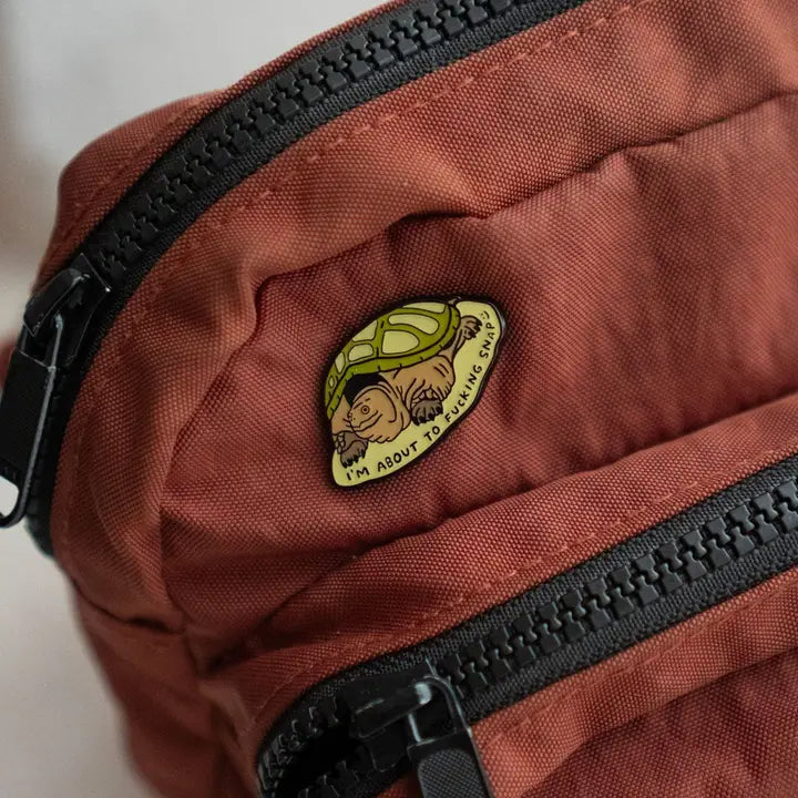 About To Snap Turtle Enamel Pin by Stay Home Club