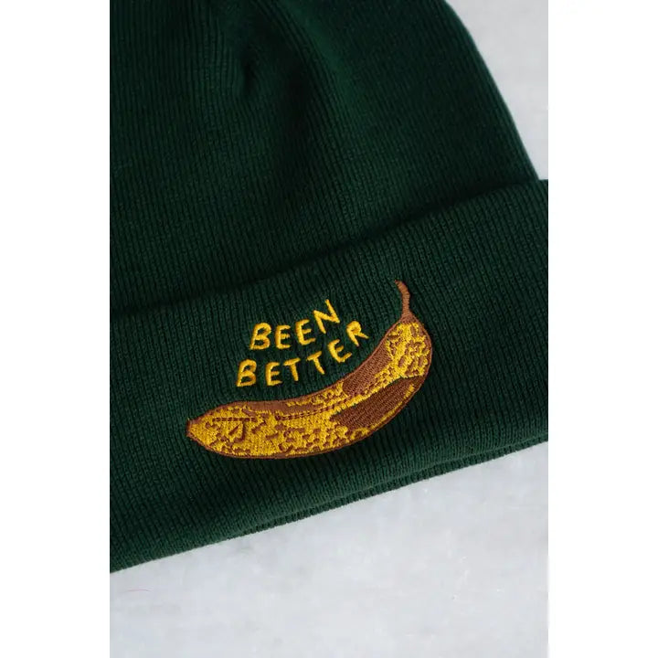 Been Better Banana Beanie Forest Green by Stay Home Club