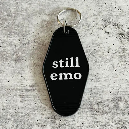 Still Emo Hotel Motel  Keychain Retro Black by The Silver Spider