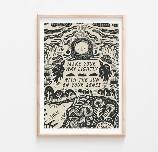 Sun on your Bones A3 print by Lauren Marina