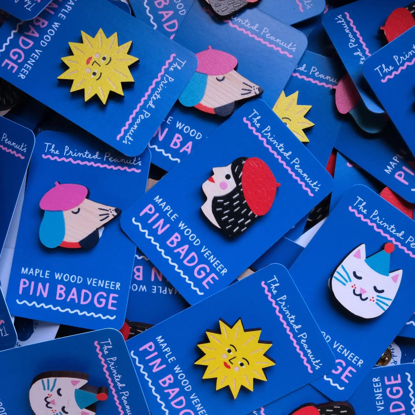 Cat Printed Wooden Pin Badge By The Printed Peanut