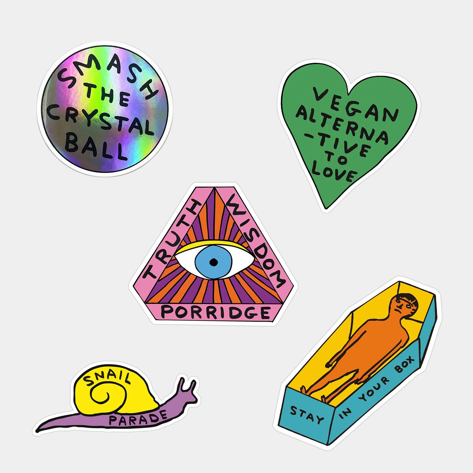 Stay In Your Box Vinyl Sticker Pack by David Shrigley