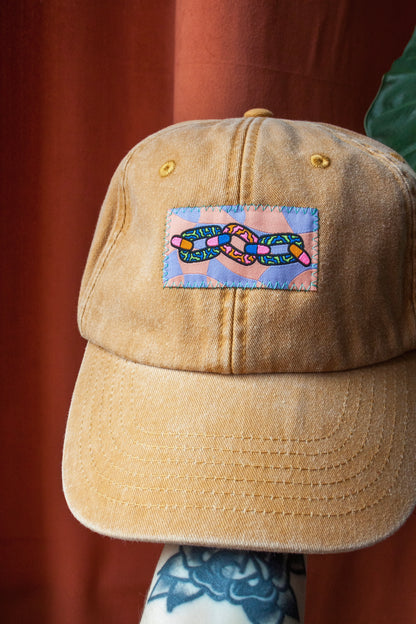 CHAIN DENIM MUSTARD DAD CAP BY FURIOUS CREATIONZ