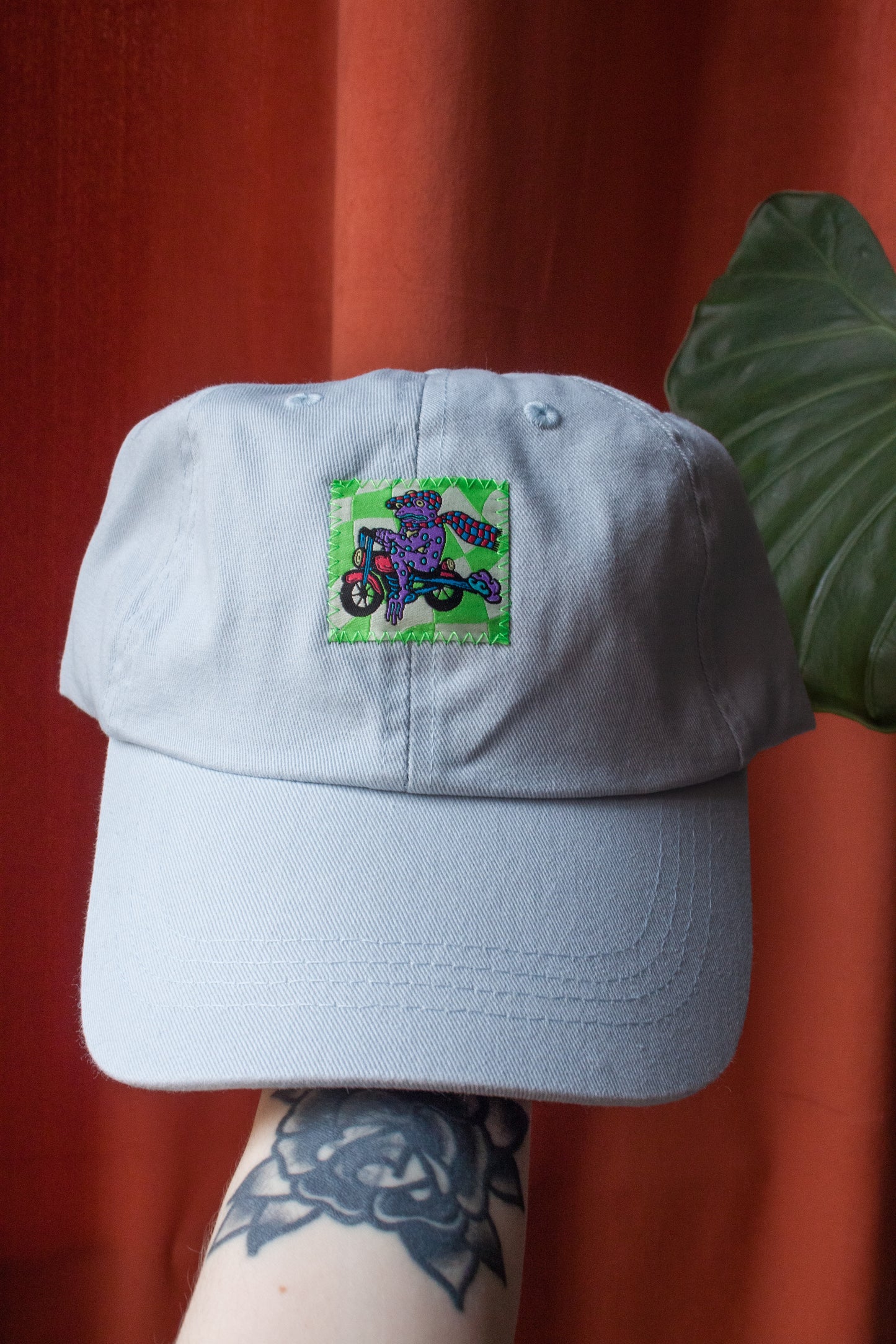 BIKER FROG LIGHT BLUE DAD CAP BY FURIOUS CREATIONZ