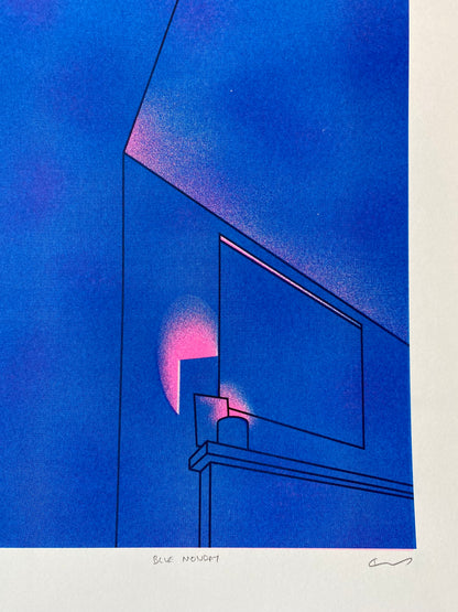 Blue Monday A3 Riso Print by Thomas Hedger