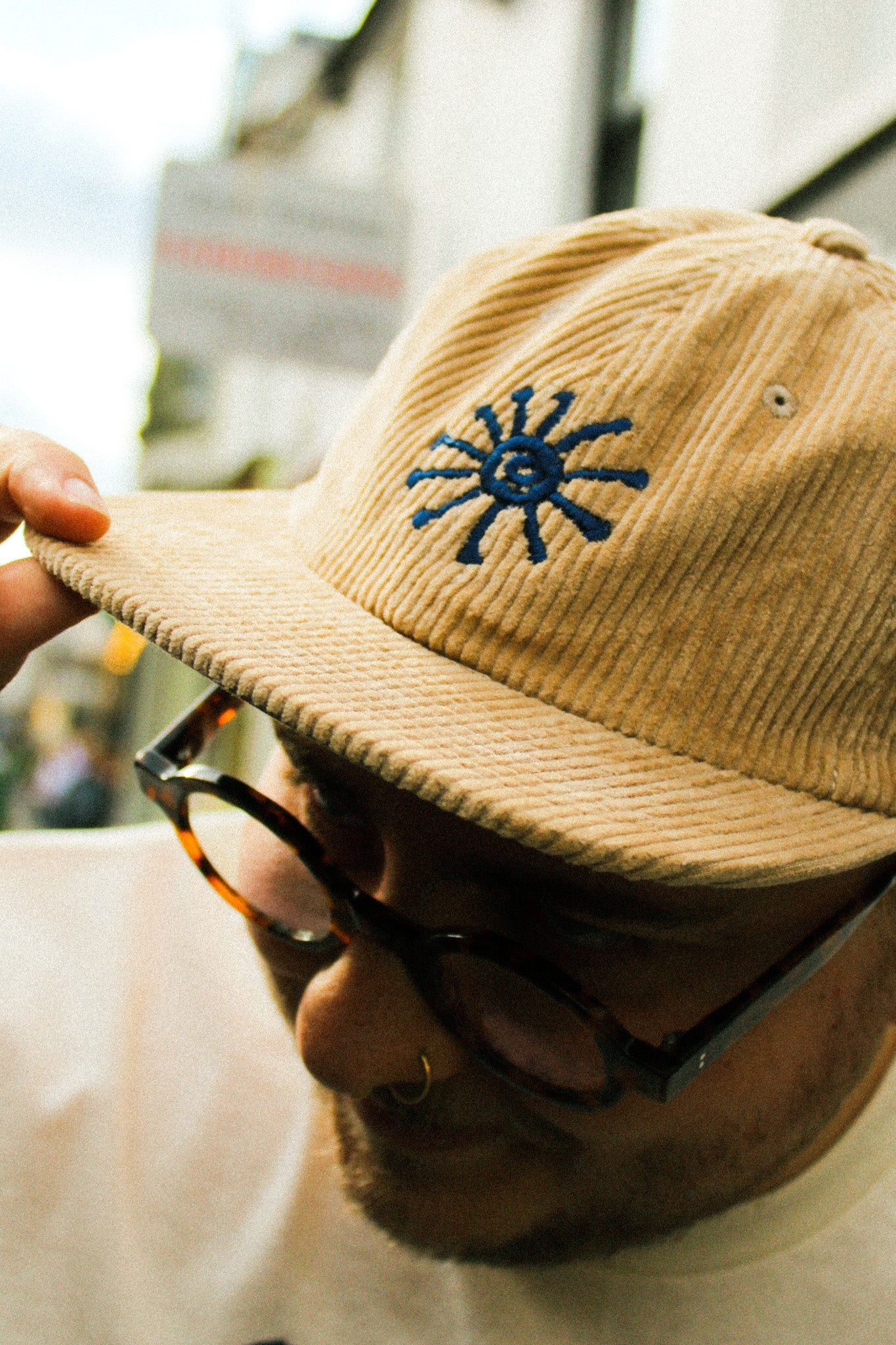 Earth Spiral Embroidered Khaki Cap by Stewart Easton