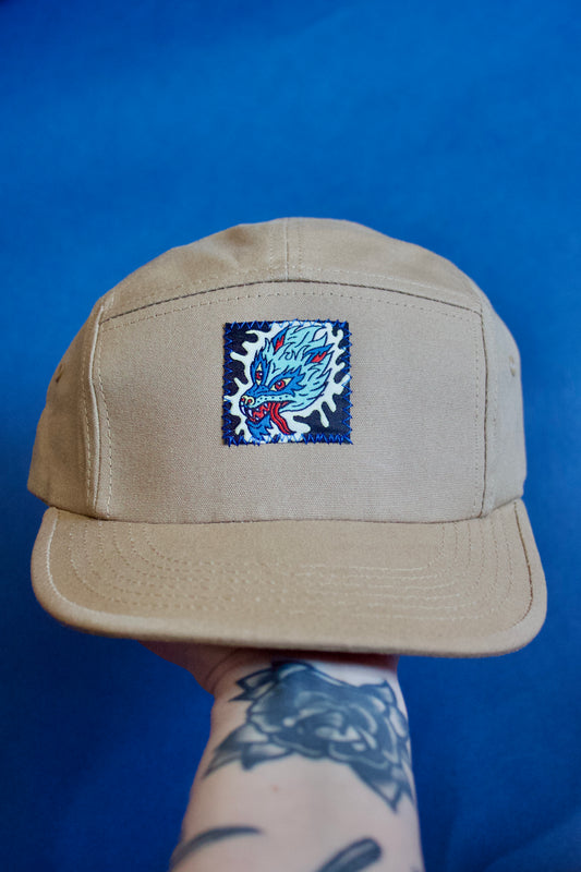 WOLF KHAKI 5 PANEL CAP BY FURIOUS CREATIONZ