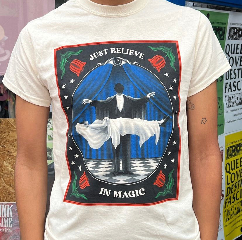 JUST BELIEVE IN MAGIC Natural TEE by Andre Poise x FS front only