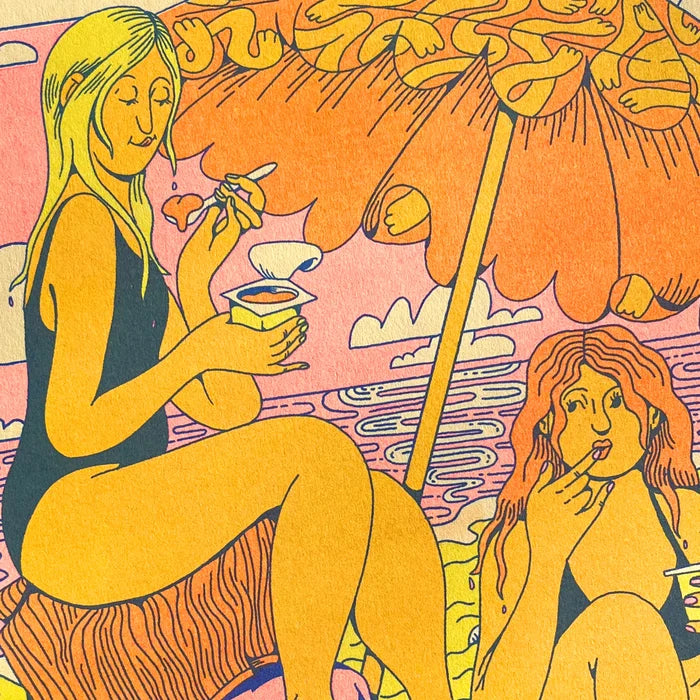Pudding on the Beach Risograph PRINT by Maddie Fischer
