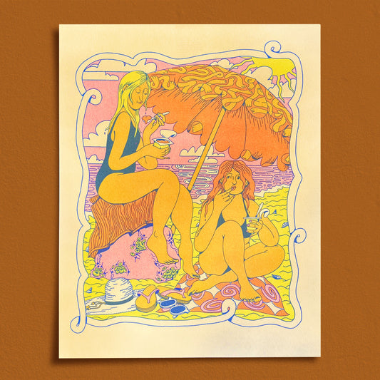 Pudding on the Beach Risograph PRINT by Maddie Fischer
