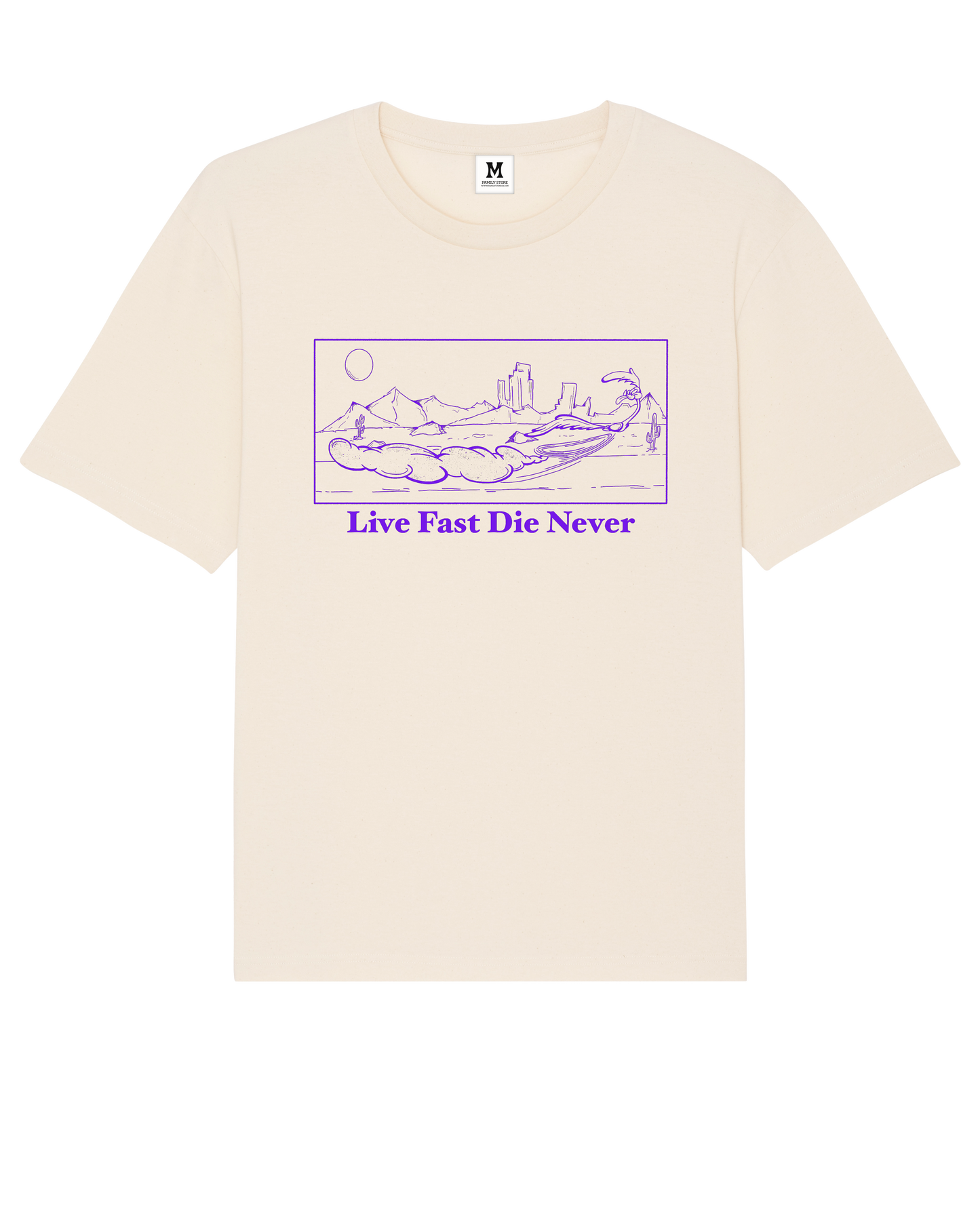 Live Fast Die Never Natural Tee by Family Store