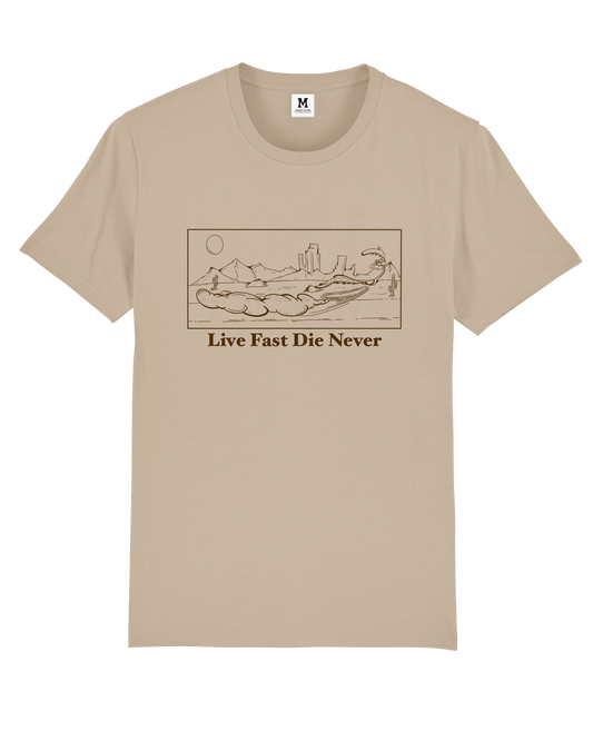 Live Fast Die Never Sand Tee by Family Store