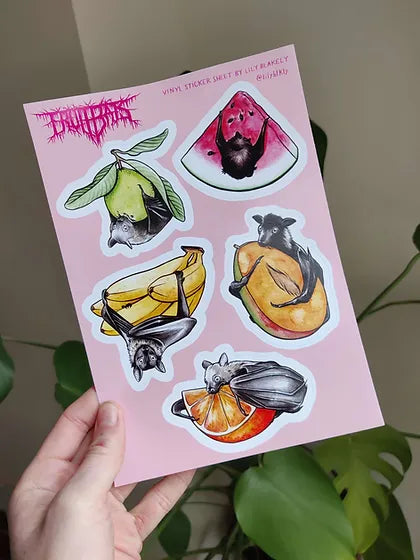 "Fruit Bats" sticker sheet by Lily Blakely