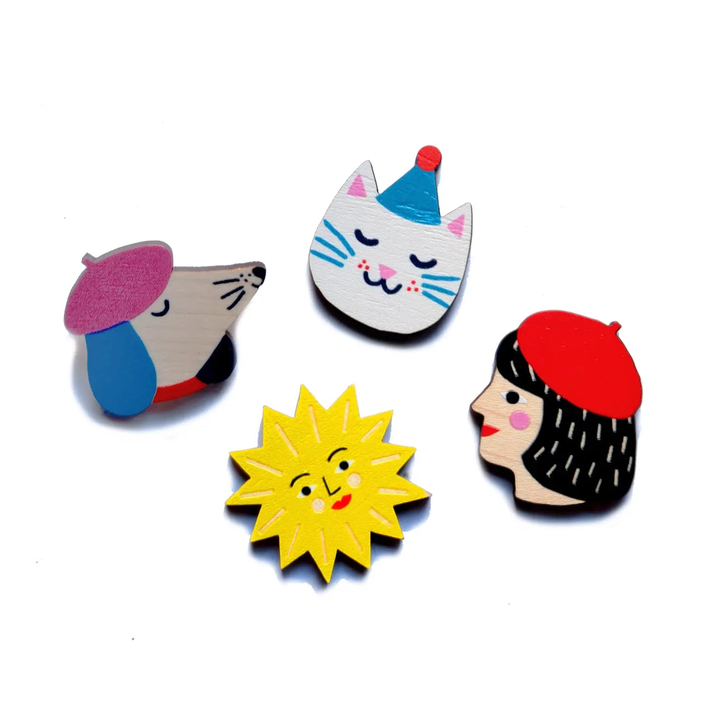 Girl Printed Wooden Pin Badge By The Printed Peanut