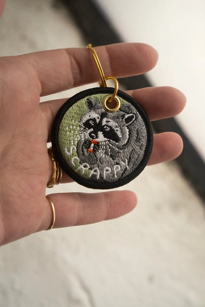 Scrappy Racoon Embroidered Keyring by Stay Home Club