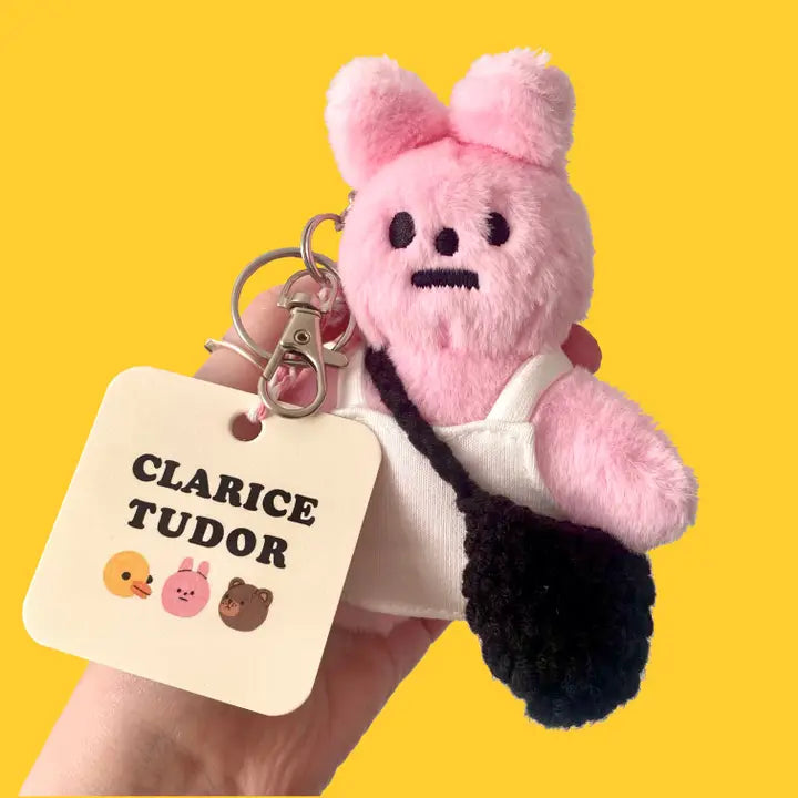 Pink Rabbit Plushie Keyring by Clarice Tudor