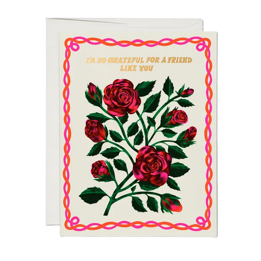 Grateful Roses friendship greeting card by Red Cap Cards